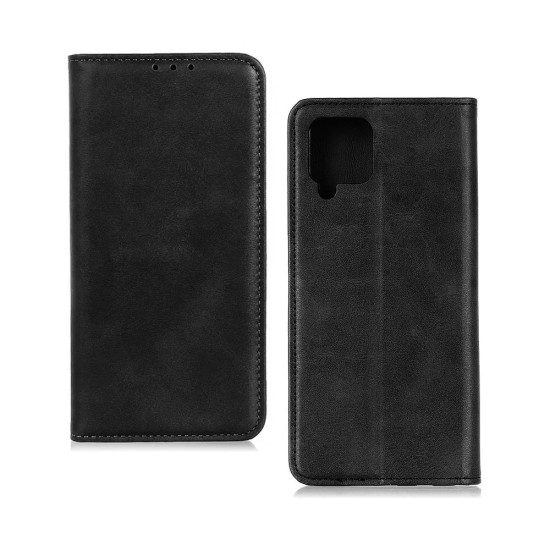 Capa Flip de Couro com Bolso Interno para Samsung Galaxy A12 Preto